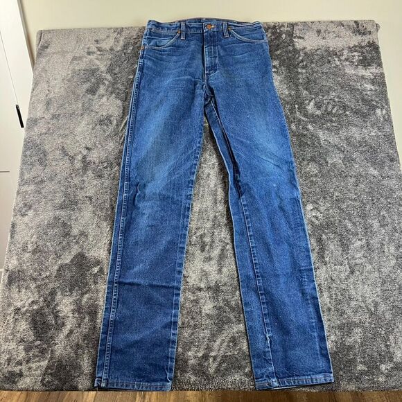 Vtg Wrangler 13MWZ Men's Jeans 35X38 (32X38) Blue Denim Jeans Made In USA - Picture 1 of 11